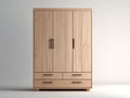 Armadio-Legno-Metallo-130x53x185 cm-legno chiaro-nero-moderno