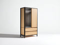 Armadio-Legno-Metallo-105x48x165 cm-legno chiaro-nero-industriale