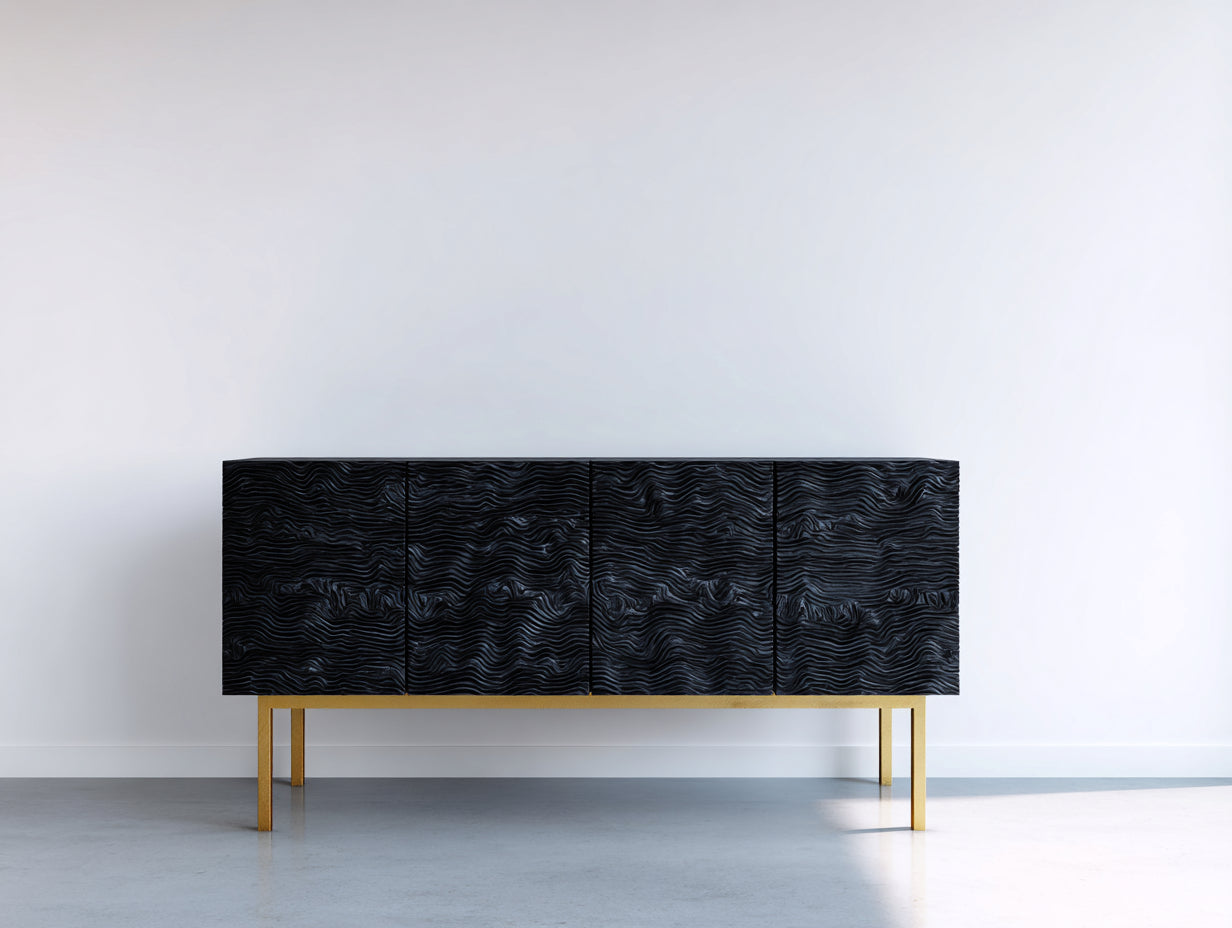 Mobile ingresso-MDF-Metallo-158x42x81 cm-158x42x81 cm-Nero-Legno-Stile moderno minimalista