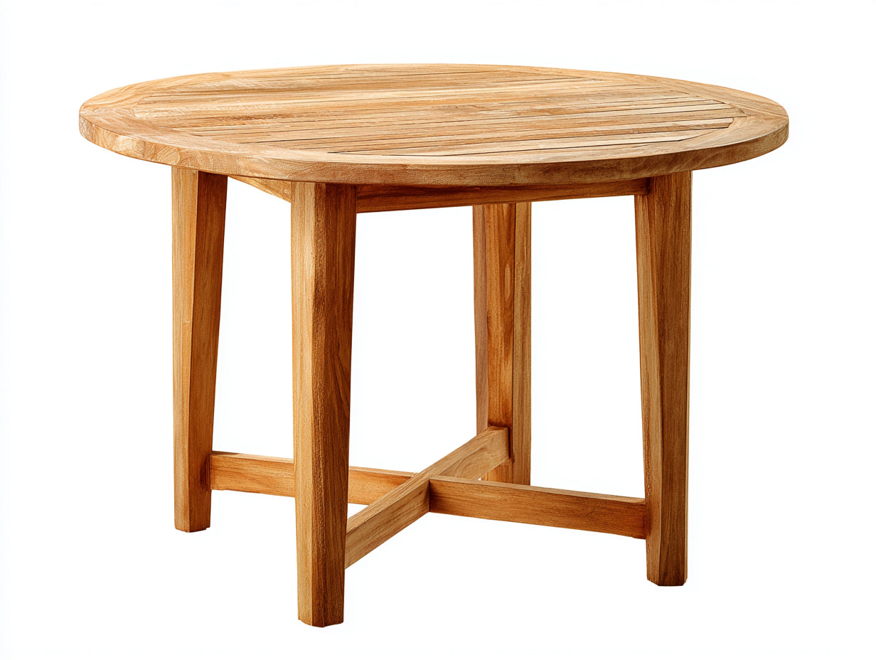 Tavolo da giardino - Legno - 135x135x75 cm - Marrone naturale - Stile classico con piano rotondo