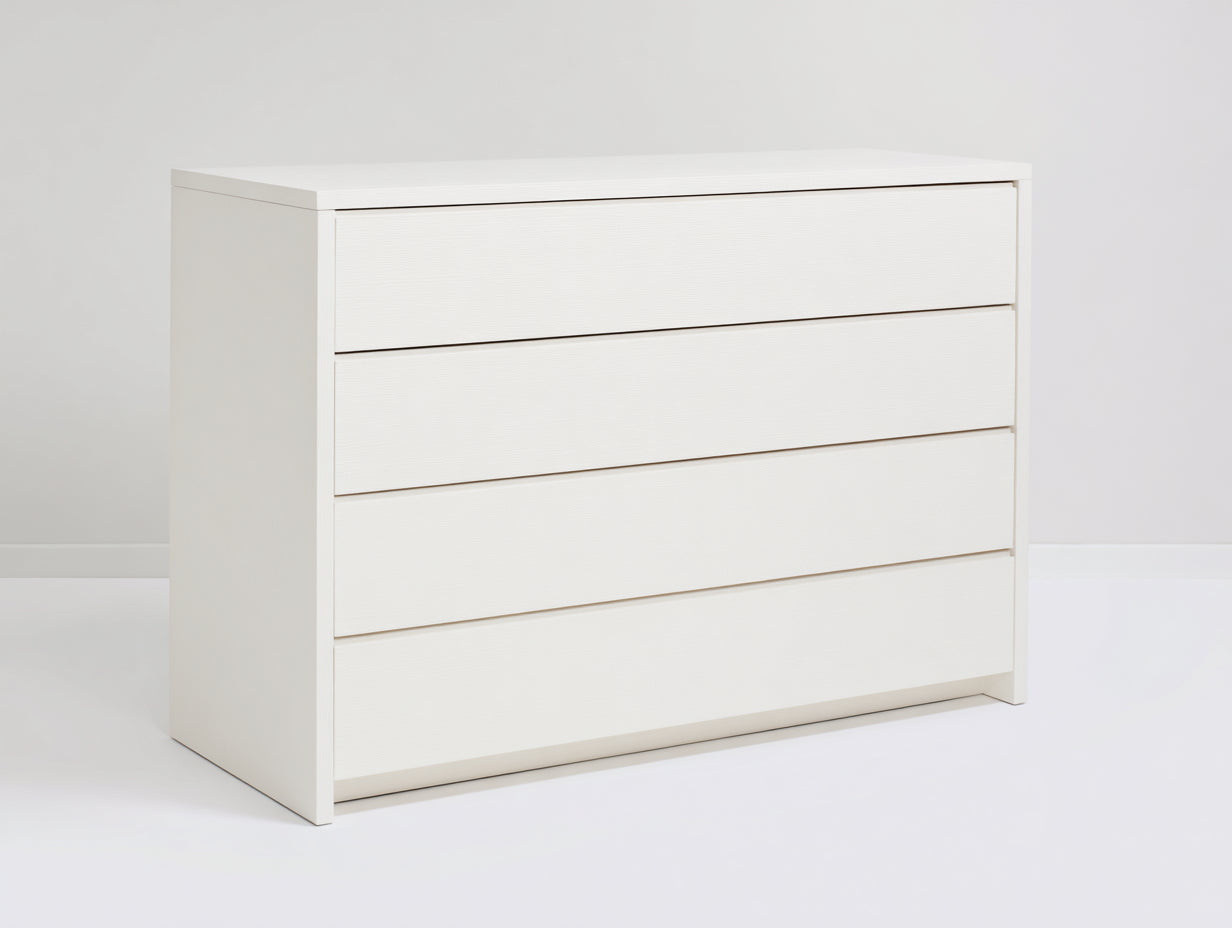 Cassettiera-legno laccato-112x42x88 cm-bianco opaco-stile moderno