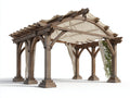Pergola da giardino - Legno-Tessuto - 430x310x270 cm - Marrone-Beige - Stile rustico con arco decorativo