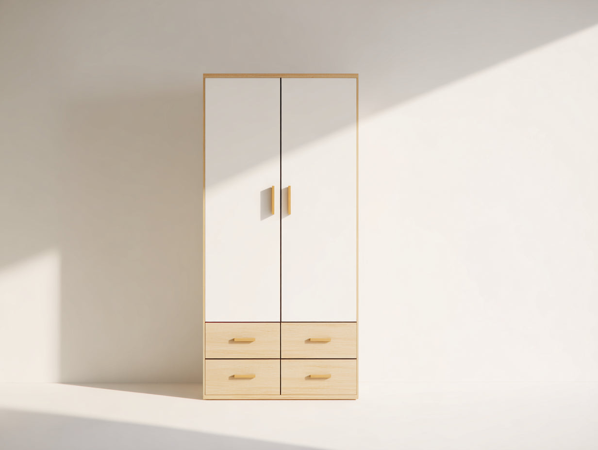 Armadio-Legno-82x48x178 cm-bianco-legno chiaro-moderno