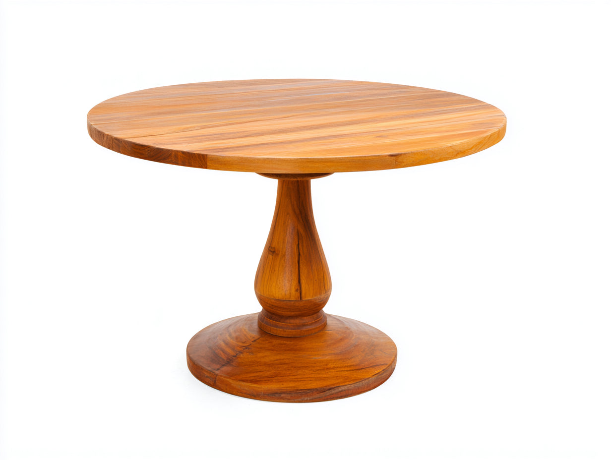 Tavolo da giardino - Legno - 120x120x76 cm - Marrone naturale - Stile classico con base centrale