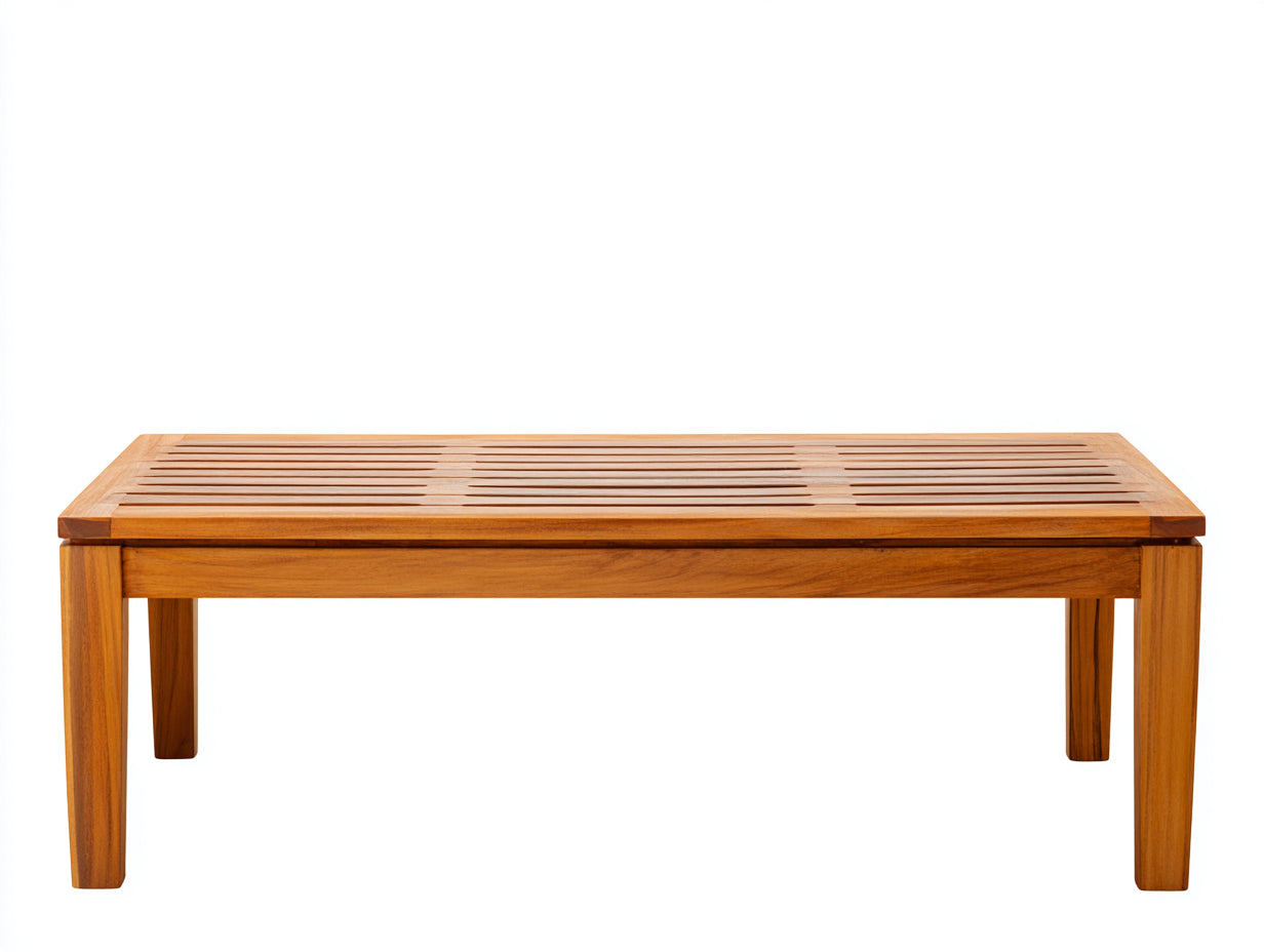 Tavolo da giardino - Legno - 120x60x45 cm - Marrone naturale - Stile moderno a doghe