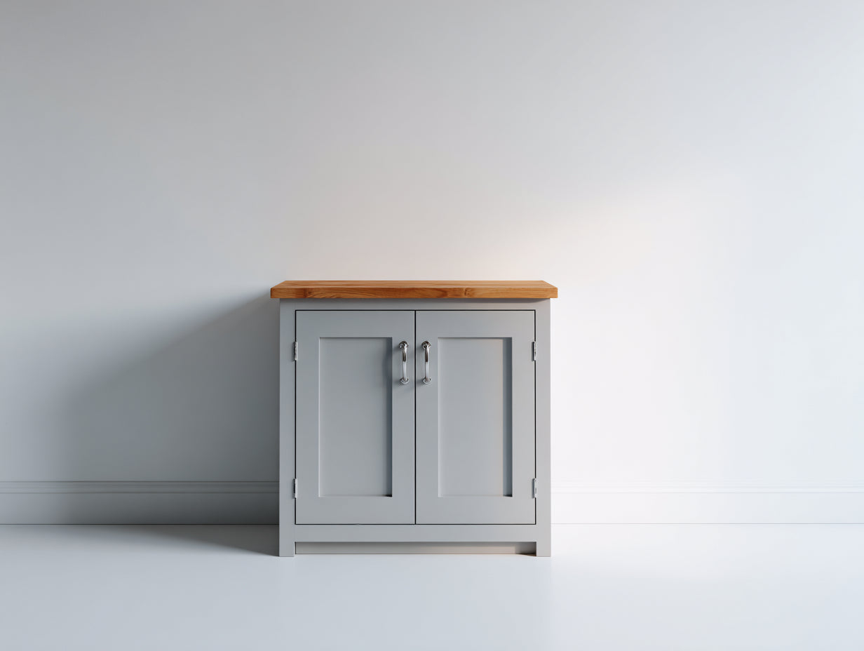 Credenza-MDF-Legno-Metallo-85x40x86 cm-85x40x86 cm-Grigio-Legno Naturale-Stile moderno shaker minimalista
