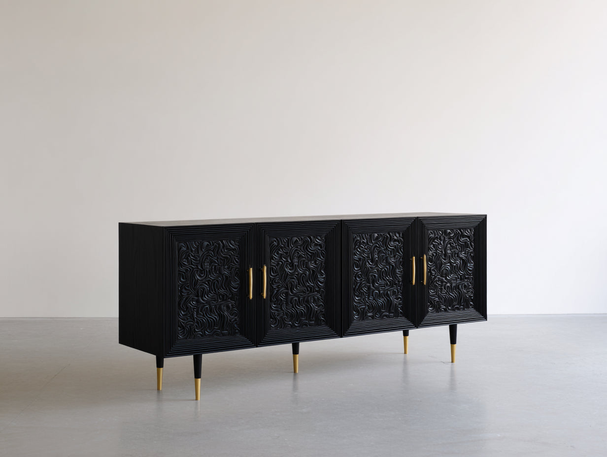 Mobile ingresso-MDF-Metallo-180x45x82 cm-180x45x82 cm-Nero-Oro-Stile moderno minimalista