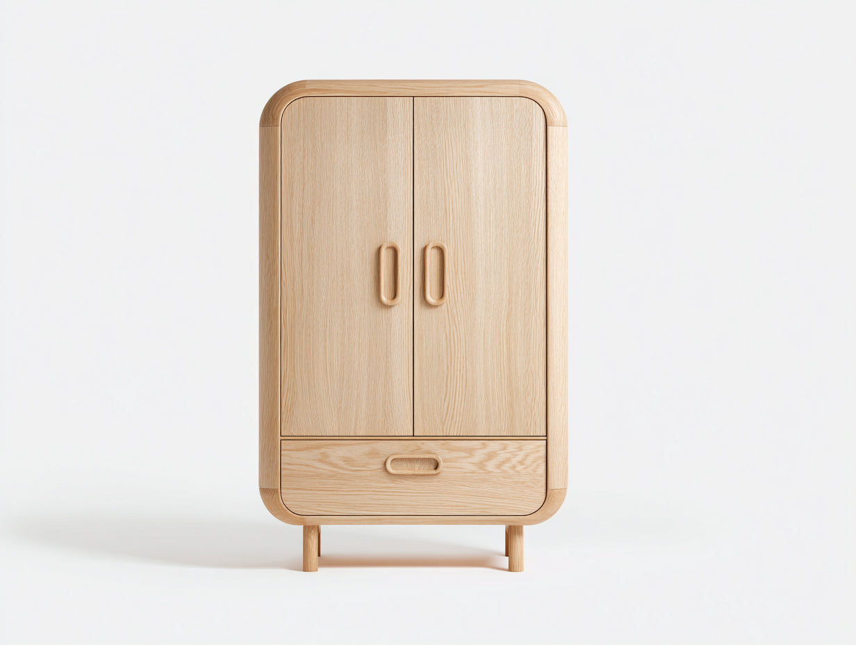 Armadio-Legno-92x46x145 cm-legno chiaro-scandinavo