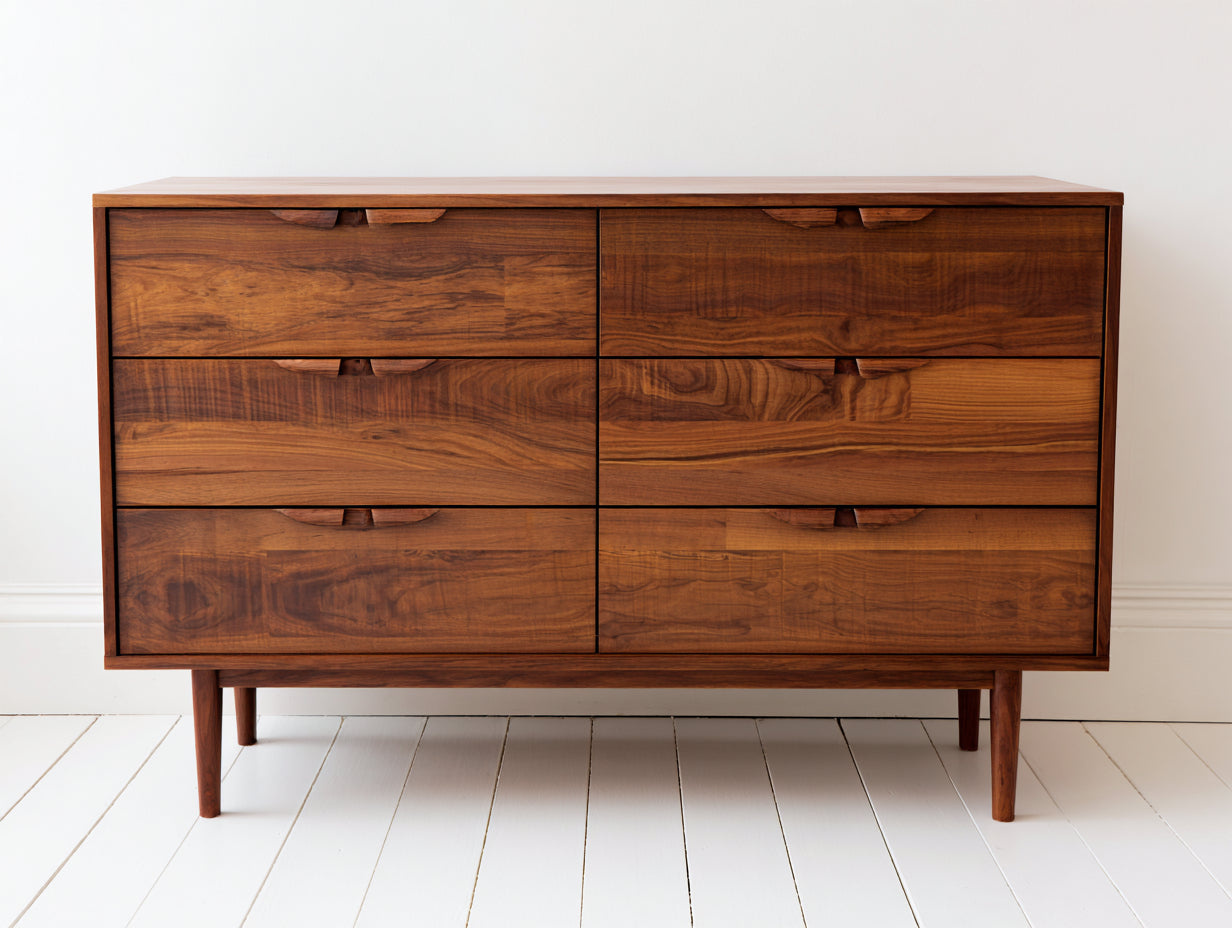 Cassettiera-legno-148x43x86 cm-marrone noce-stile rétro