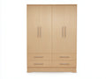 Armadio-Legno-Metallo-155x54x190 cm-legno chiaro-argento-moderno