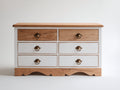 Cassettiera-legno-metallo-136x45x83 cm-bianco anticato-marrone naturale-stile rustico