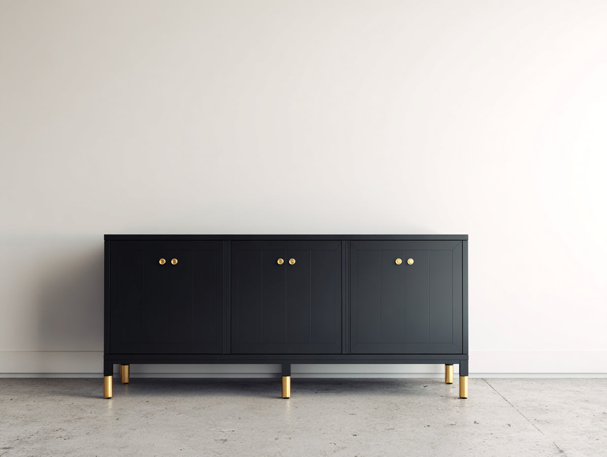 Mobile ingresso-MDF-Legno-Metallo-176x43x77 cm-Nero-Oro-Stile moderno minimalista