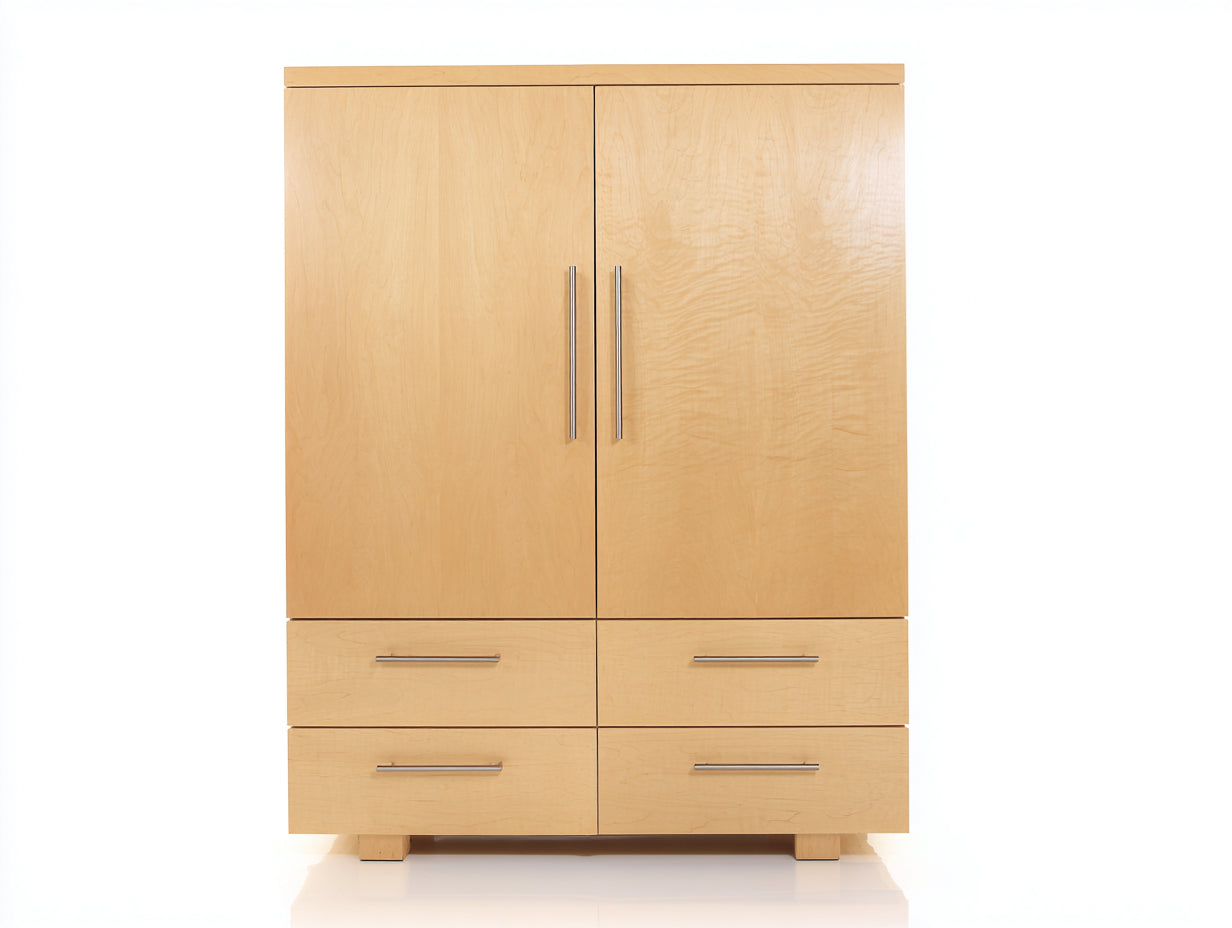 Armadio-Legno-Metallo-128x52x176 cm-legno chiaro-argento-moderno