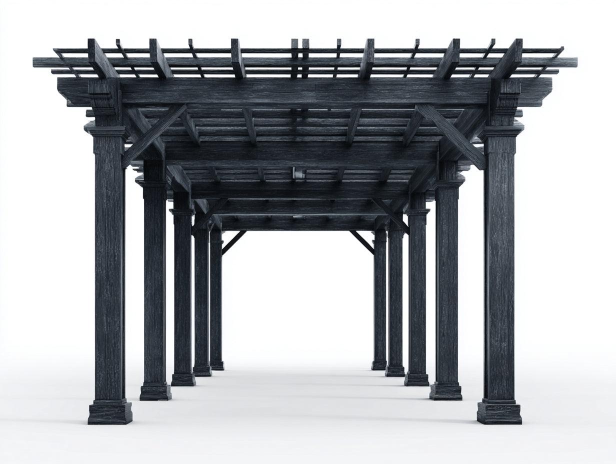Pergola da giardino - Legno - 410x300x260 cm - Nero - Stile classico con tetto grigliato