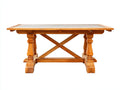 Tavolo da giardino - Legno - 210x95x76 cm - Marrone naturale-Grigio chiaro - Stile rustico con base a croce
