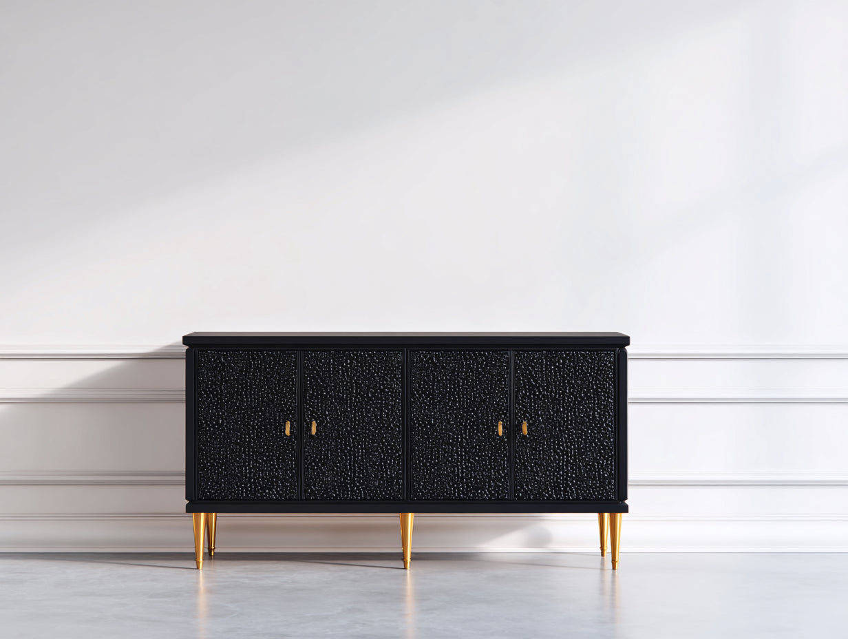 Mobile ingresso-MDF-Metallo-160x40x80 cm-Nero-Oro-Stile moderno minimalista