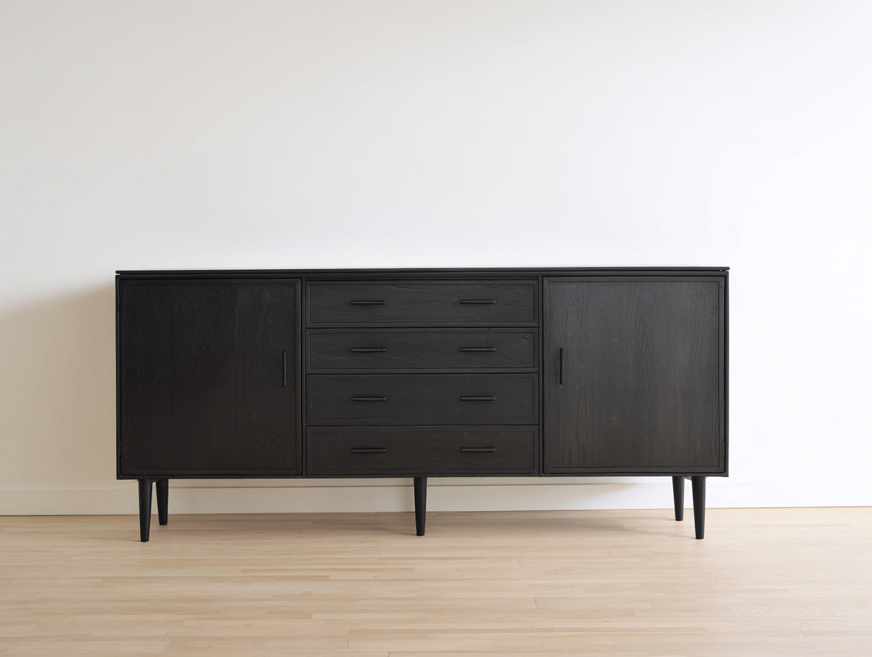 Mobile ingresso-MDF-Legno-Metallo-182x44x78 cm-182x44x78 cm-Nero-Legno-Stile moderno mid century