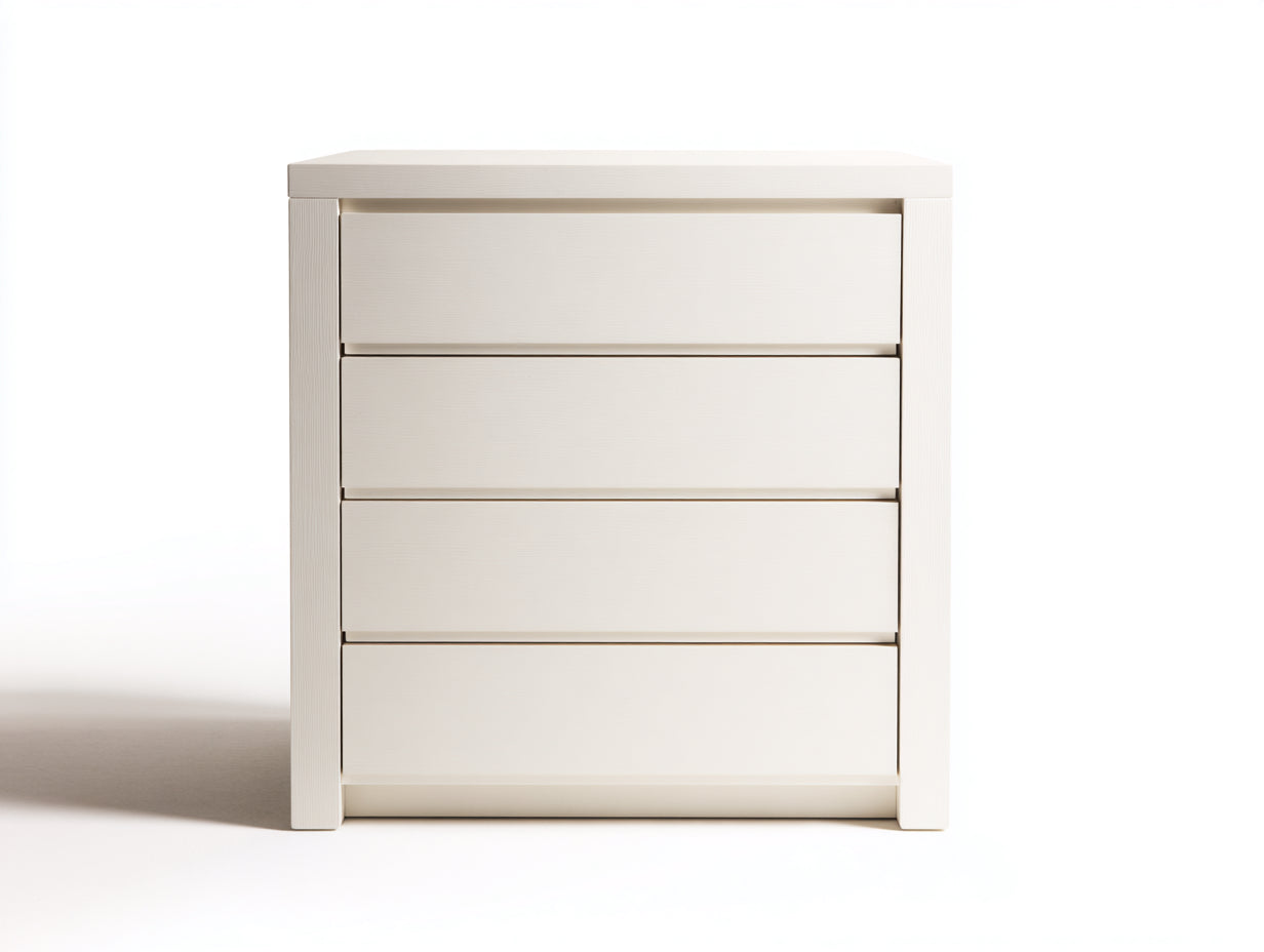 Cassettiera-legno laccato-86x41x92 cm-bianco crema-stile minimalista