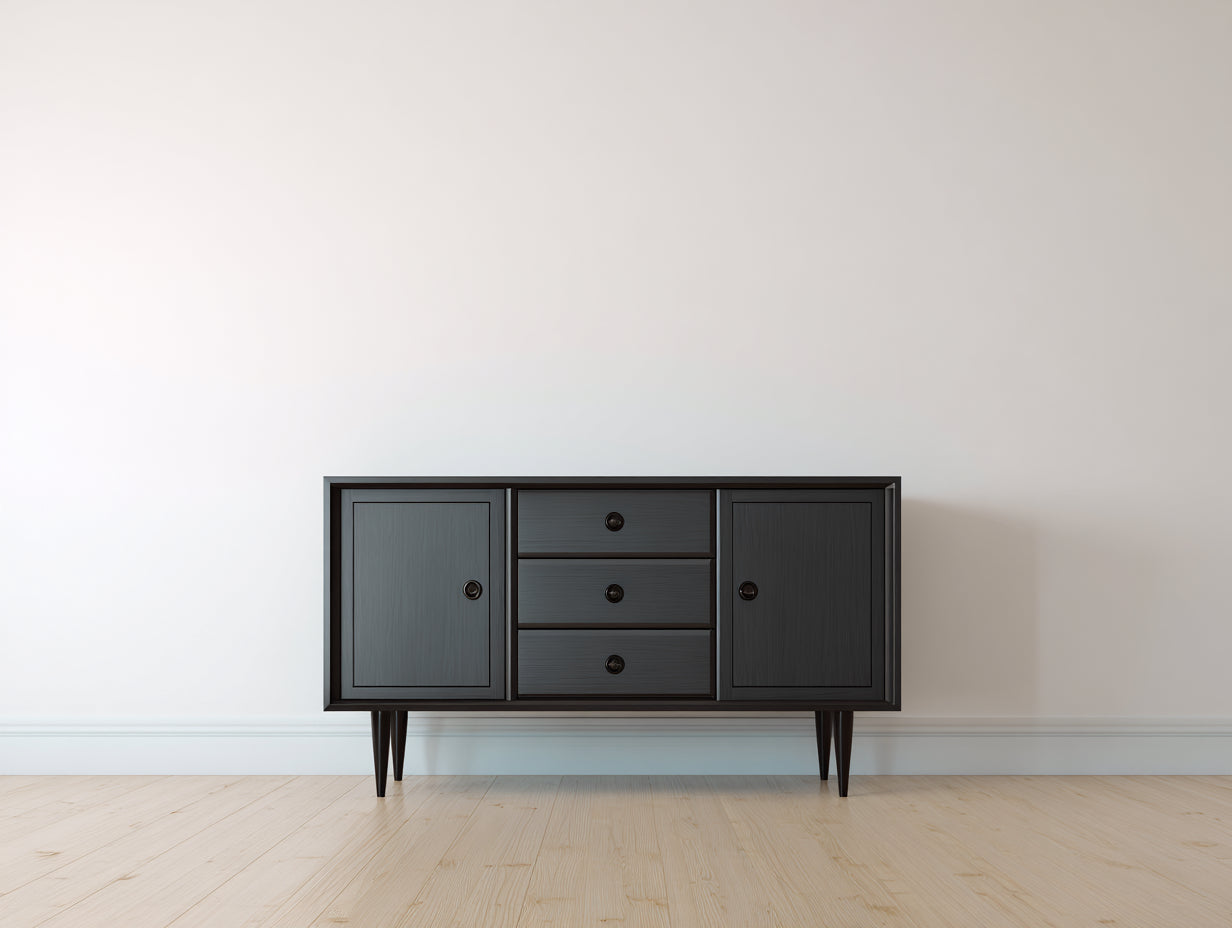 Mobile ingresso-MDF-Metallo-150x40x75 cm-150x40x75 cm-Nero-Stile moderno mid century
