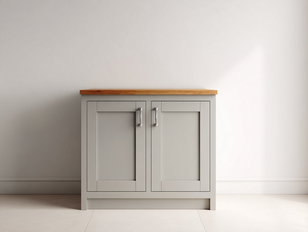 Credenza-MDF-Legno-Metallo-82x40x85 cm-Grigio-Legno Naturale-Stile moderno shaker minimalista